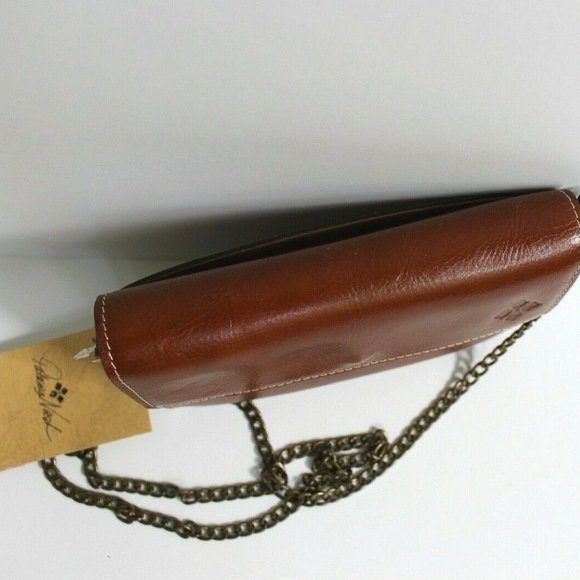 Patricia Nash Heritage Collection Tan Leather Flap Chain Small Crossbody Bag - Picture 5 of 8